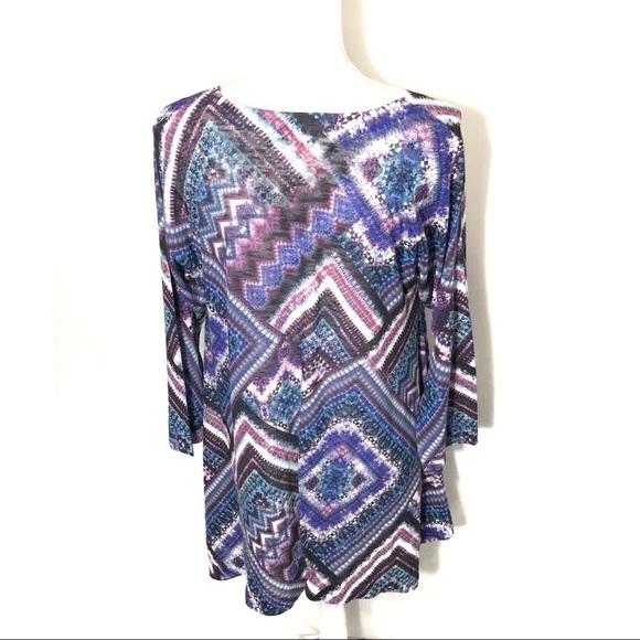 Nally & Millie Geometric Print Tunic Large Purple - Picture 4 of 8